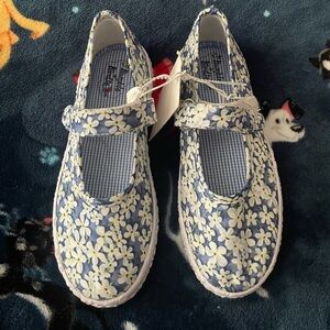 Girls' Floral Mary Jane Canvas Shoes - Blue Daisy